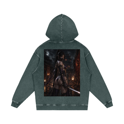 Snow Washed Loose Cotton Hoodie
