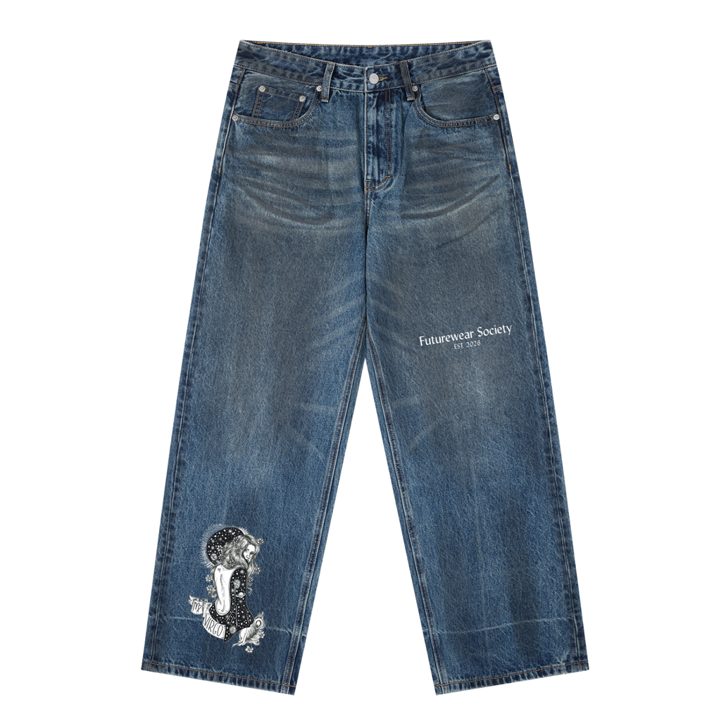 Vintage Wash Baggy Denim Jeans