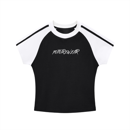 Contrast Stripes Bodycon Raglan  Sleeve T-Shirt