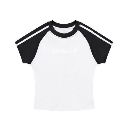 Contrast Stripes Bodycon Raglan  Sleeve T-Shirt