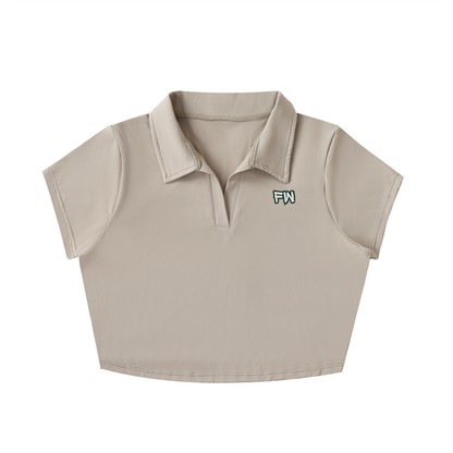 V-Neck Lapel Crop Top