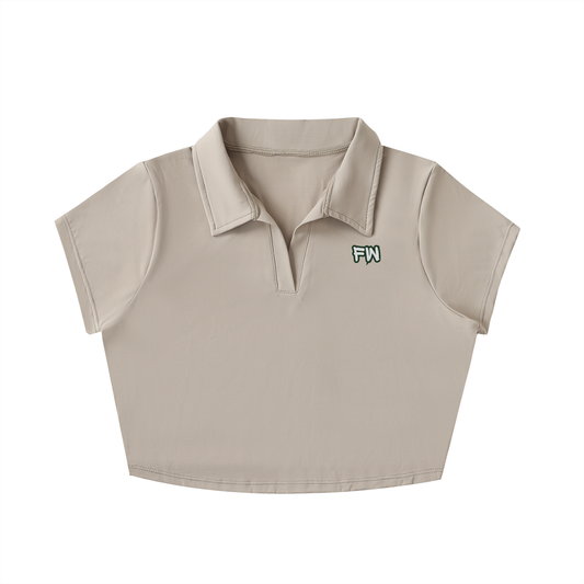 V-Neck Lapel Crop Top