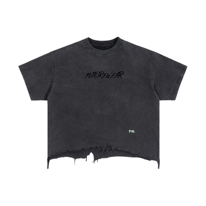 Vintage Wash Boxy Distressed Hem T-Shirt