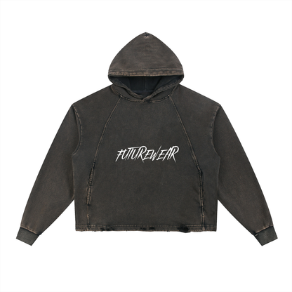 Vintage Washed Frayed-Hem Hoodie