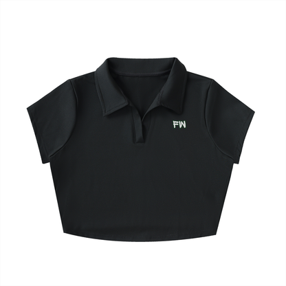 V-Neck Lapel Crop Top