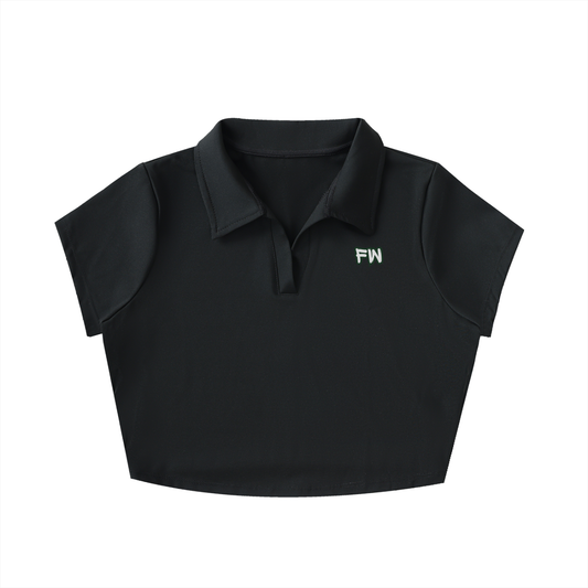 V-Neck Lapel Crop Top