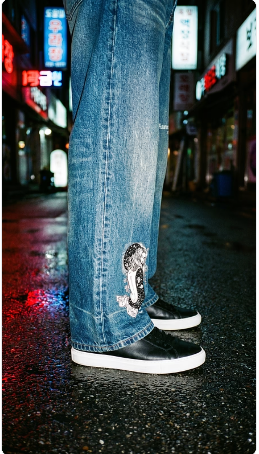 Vintage Wash Baggy Denim Jeans