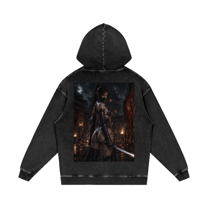 Snow Washed Loose Cotton Hoodie