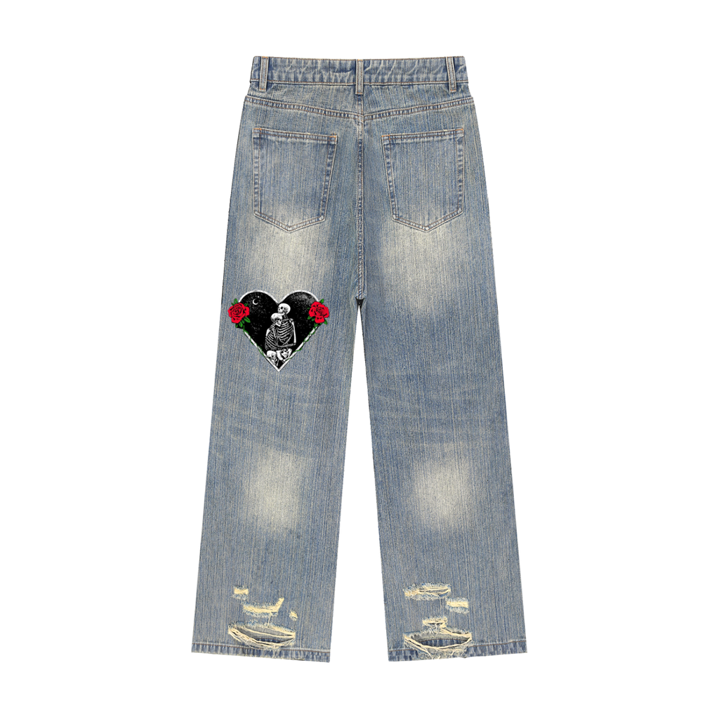 Vintage Wash Distressed Denim Jeans