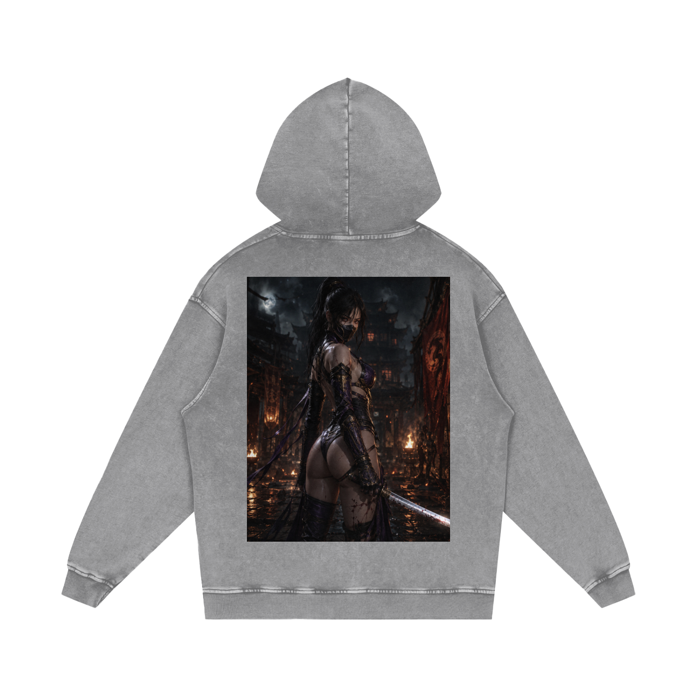 Snow Washed Loose Cotton Hoodie
