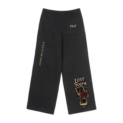 Fleece Drawstring Straight-Leg Sweatpants