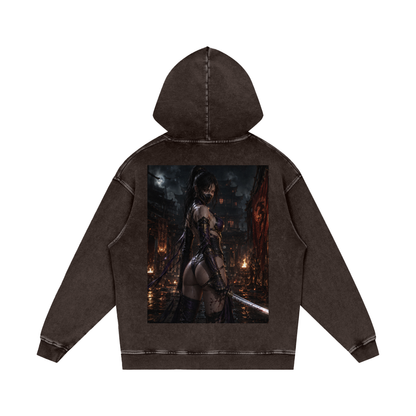 Snow Washed Loose Cotton Hoodie