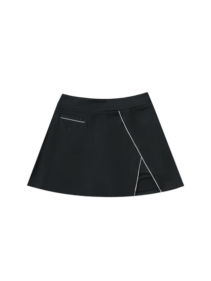 High-Waist Pocketed A-Line Skirt