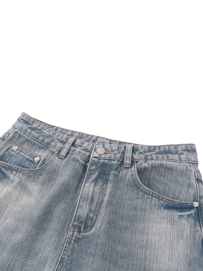 Vintage Wash Distressed Denim Jeans
