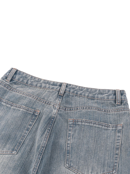 Vintage Wash Distressed Denim Jeans