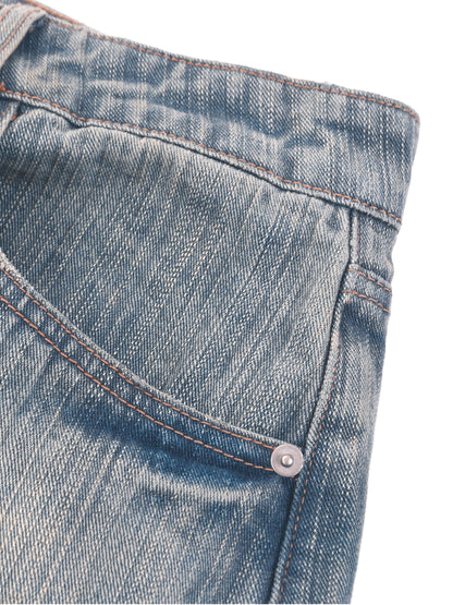 Vintage Wash Distressed Denim Jeans